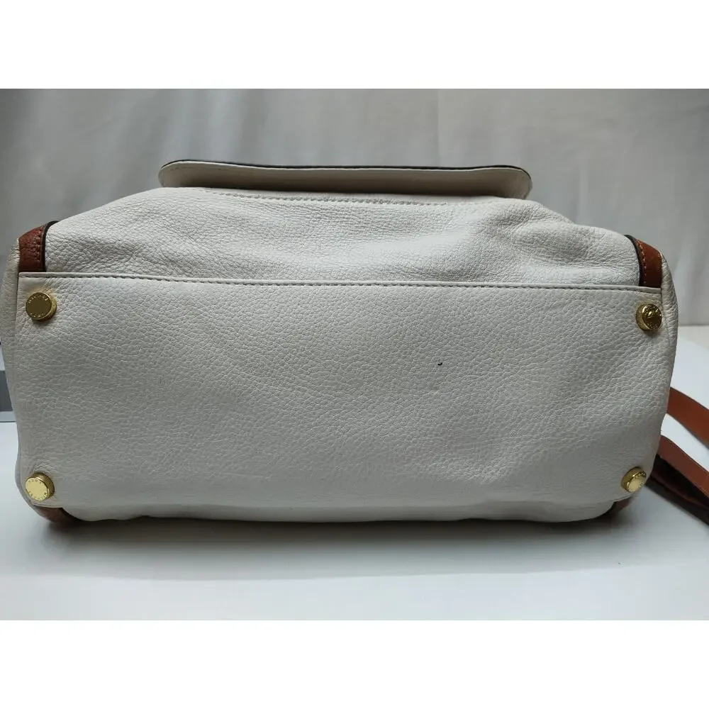 Michael Kors Margo White Pebbled Leather Logo Double Handles Satchel Bag